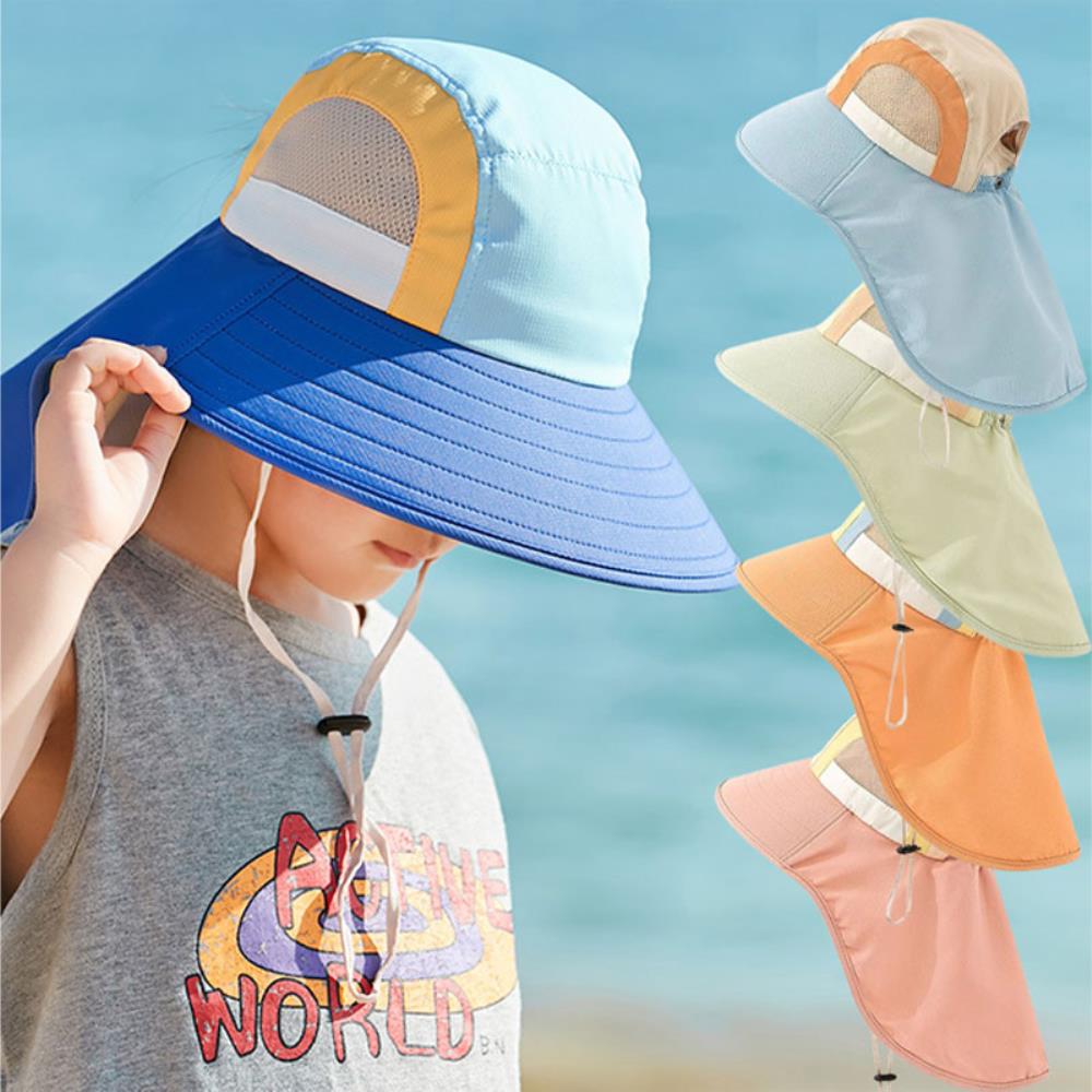 남녀공용 배색블록 컬러 목 플랩캡 모자
